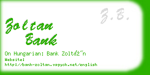 zoltan bank business card